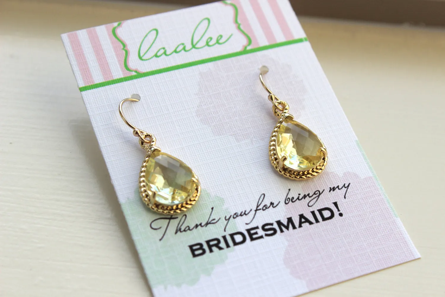 Yellow Citrine Earrings Gold Wedding Jewelry - Citrine Bridesmaid Earrings Bridesmaid Gift Yellow Bridal Jewelry Personalized Thank You Note